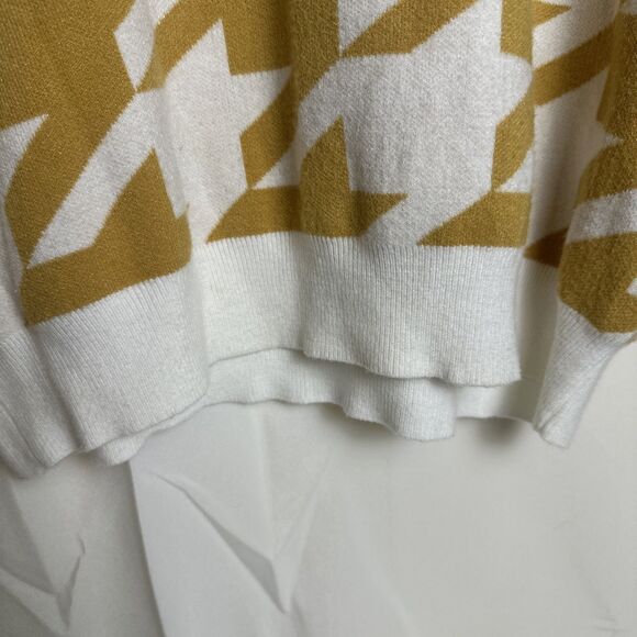 Skies Are Blue Brand Women’s Gold White Houndstooth Knit Pullover Sweater Sz L - Picture 3 of 9
